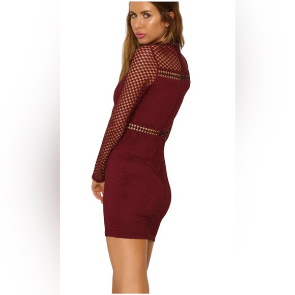 Hello Molly Witness Dress Burgundy Size 12 Mini Dress Back Exposed Zipper - Picture 3 of 12